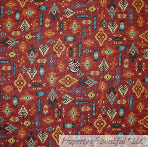 BonEful FABRIC FQ Cotton Quilt Cream Red Green Gold Rein*Deer Xmas Tree Gift Dot - Picture 13 of 13
