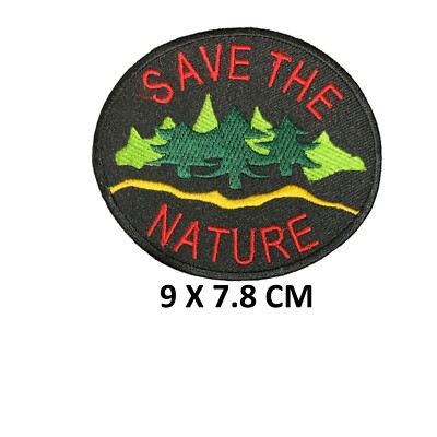 Save The Nature grüner Baum bestickt Nähen Bügelbild Patch Jacke Jeans Mütze N-1181