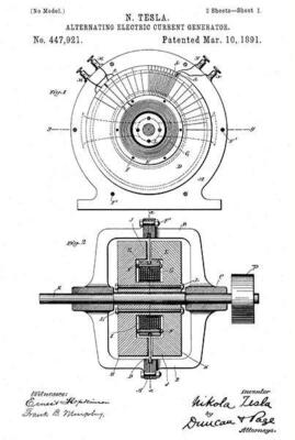 1891 - Alternating Electric Current Generator - N. Tesla - Patent