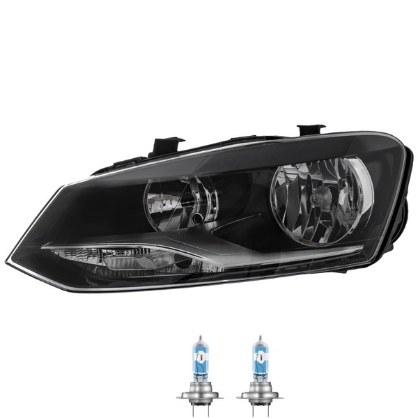 Scheinwerfer Links Chrom H7/H7 FüR VW Polo 6R 6C 6R_ Inkl. Osram Lampen-image