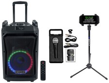 Rockville RockNGo 800 10" Karaoke Machine System w/ LED's Wheels Tablet Stand