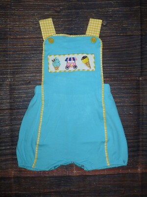 NEW Ice Cream Baby Boys Boutique Overall Romper Jumpsuit Shortalls