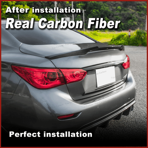 Fit For Infiniti Q50 Sedan 2014-20 REAL Carbon Rear Trunk Spoiler Lip Boot Wing - Picture 6 of 12