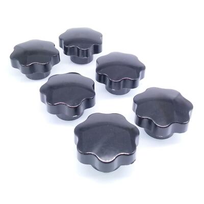 6pcs M10 x 50mm Plum Bakelite Hand Tighten Nuts Handle Star Thumb Nut