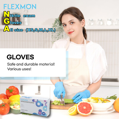 FLEXMON Nitrile Exam Gloves, Medical Glove 4.2Mil 100 Count, Latex & Powder Free