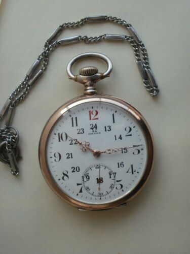 Omega silver and gold 1916 around swiss new old stock porcelain pocket watch
