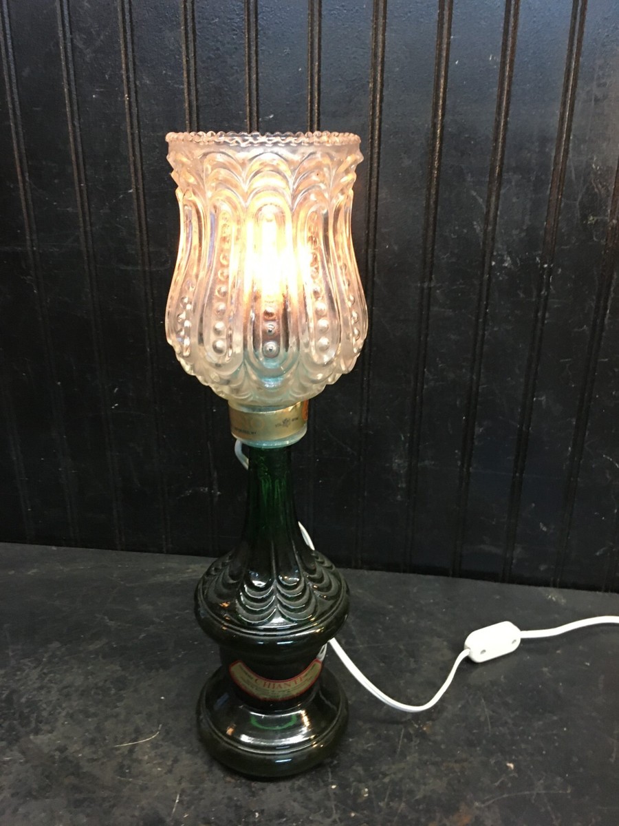 Vintage Rare Chianti Italian Glass Green Wine Bottle Conte Candle