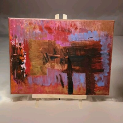 Rare Modern Classic Vivid (See Vid) Orig Abstract Acrylic Painting Canvas 12x16