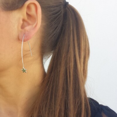 STERLING SILVER STYLISH STAR DROP EARRINGS | 925 Taxco Mexico Jewelry