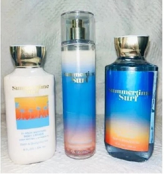 Bath and Body Works SUMMERTIME SURF Niebla Ducha Gel Loción Corporal Crema x 3