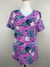 Woman's Printed Ethical scrub Top by Scrubstar Pink/aqua Jurassic World