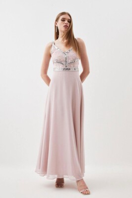 KAREN MILLEN UK 14 Dress MINK PINK Tall Beaded Embellished Woven Maxi DRESS  UK14 | eBay
