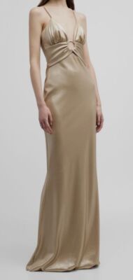 Chiara Boni La Petite Robe Cutout Sleeveless Column Gown, 426 Avorio, Women's, 12, Sleeveless Gowns