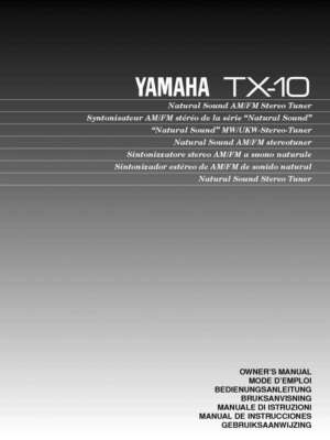 Yamaha TX-10-RDS Tuner Owners Manual