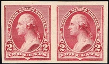 US # 219DP5 *MINT NG H* { PAIR -XF- CENTERED } BEAUTY PLATE PROOF ON STAMP PAPER