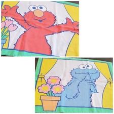 Vintage Seasame Street Pillowcase Elmo Cookie Monster Double Sided 2000 USA