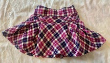 GYMBOREE Pink/Navy Plaid Adjustable Waist Bows Pleated School Girl Skirt Size 6