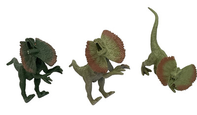 Lot 3 hard Plastic Toy Dilophosaurus  spitting  Dinosaur Figures