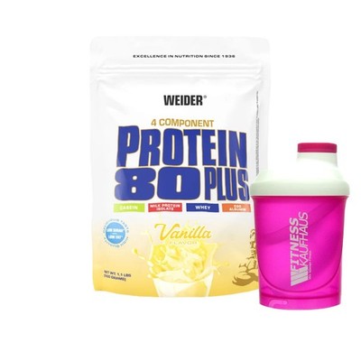 (57 EUR/kg) Weider Protein 80 Plus 500g Eiweiss + Ladyline Shaker