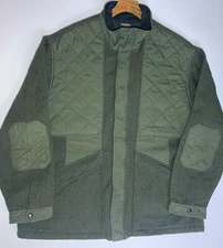 Woolrich John Rich & Bros Men’s Green Quilted Wool Blend Jacket USA Made Size XL