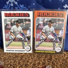2 HUNTER GOODMAN Rockies RC lot 2024 Topps Heritage Base + White Border Parallel