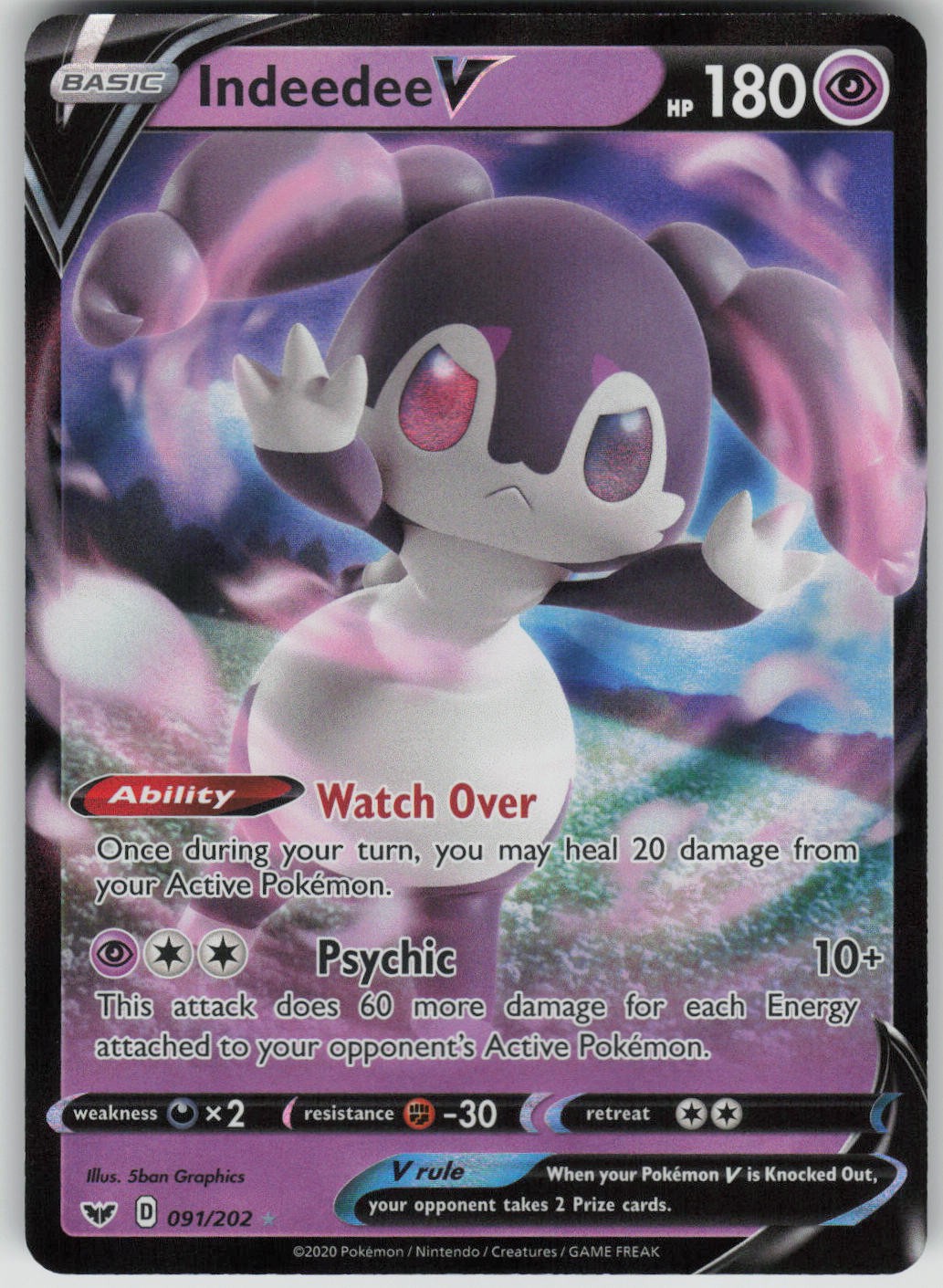 Pokemon TCG Indeedee V Ultra Rare SWSH01: Sword & Shield Base Set 091/202
