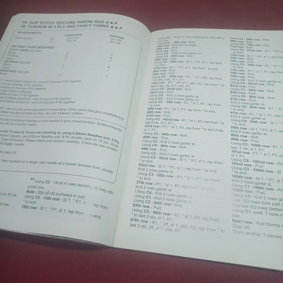 Patons Knitting Book 1214 Creative Homewares Hand Knit Rugs & Cushions 8 Ply - Image 4 of 4