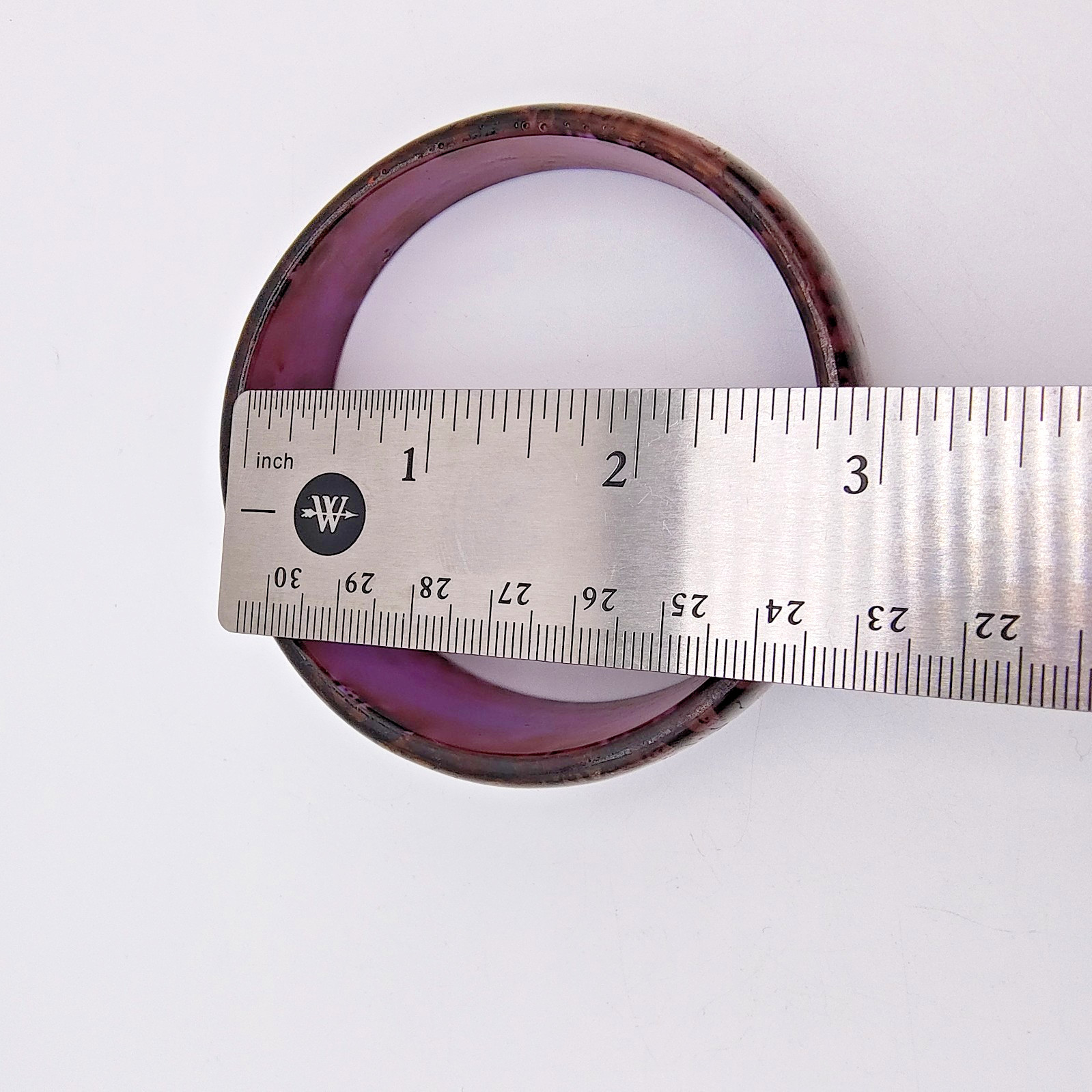 Chunky Purple Plastic Bangle Translucent With Gol… - image 11