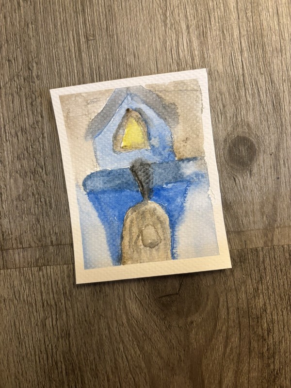 Water color bird house ACEO ORIGINAL card by Annabelle Mason signed 