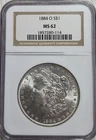 1884 O Uncirculated Morgan Silver Dollar. NGC MS62. A0630.
