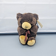 VINTAGE ROYAL PLUSH Sitting Dark Brown Bear 6"