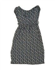 VINTAGE Womens Sleeveless Sheath Dress UK 4 XS Blue Floral DF12
