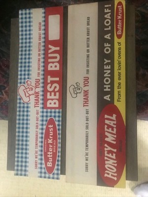   Butterkrust Bread pair Labels, NOS, Graphics, 16x4 , Vintage!