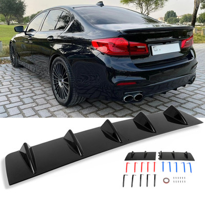 For E90 E92 F30 F10 G30 Rear Bumper Spoiler Diffuser Shark 5 Fins Glossy Black