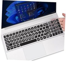 Large Print Keyboard Cover Skin for 2026 2025 HP 15.6 inch Black Large Font 