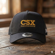 CSX Transportation Logo Embroidered Trucker Hat Black Mesh Snapback