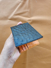 Black/Tan Doubeside Genuine OSTRICH EXOTIC Leather Skin Men's Bifold Wallet