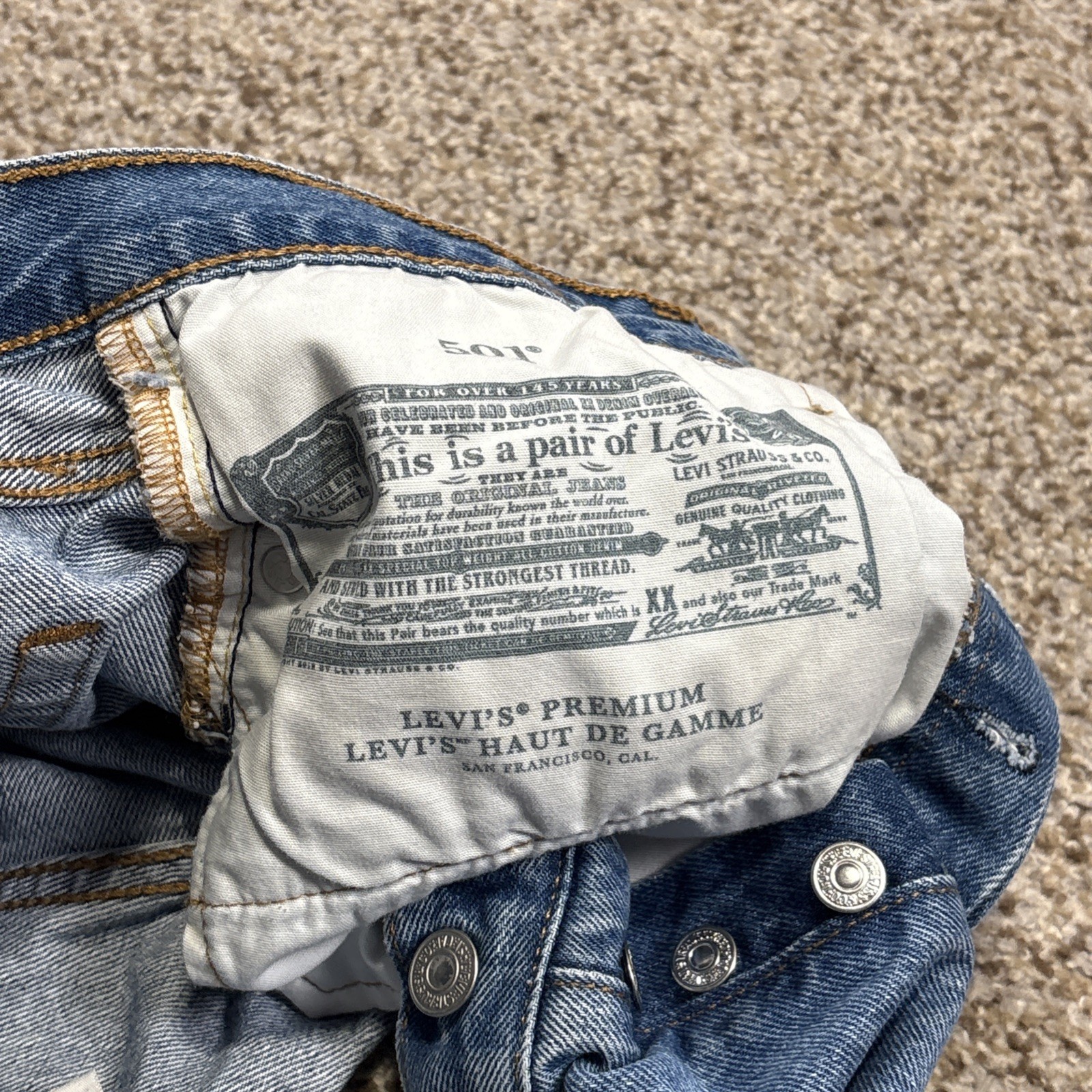 Levi's Jean Shorts Women's 501 Denim 27 Blue Cutoff Button Fly Short Distressed - View 8