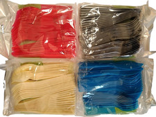 2x Multi Coloured Disposable Cutlery Set – Forks, Knives & Spoons for Party