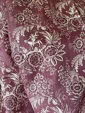 Vintage French Cherub Putti Dog Floral Fabric Curtain ~ Dk Lavender ~Pierre Deux