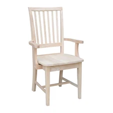 IC International Concepts, Mission Side Chair with Arms, Solid Parawood, Box ...