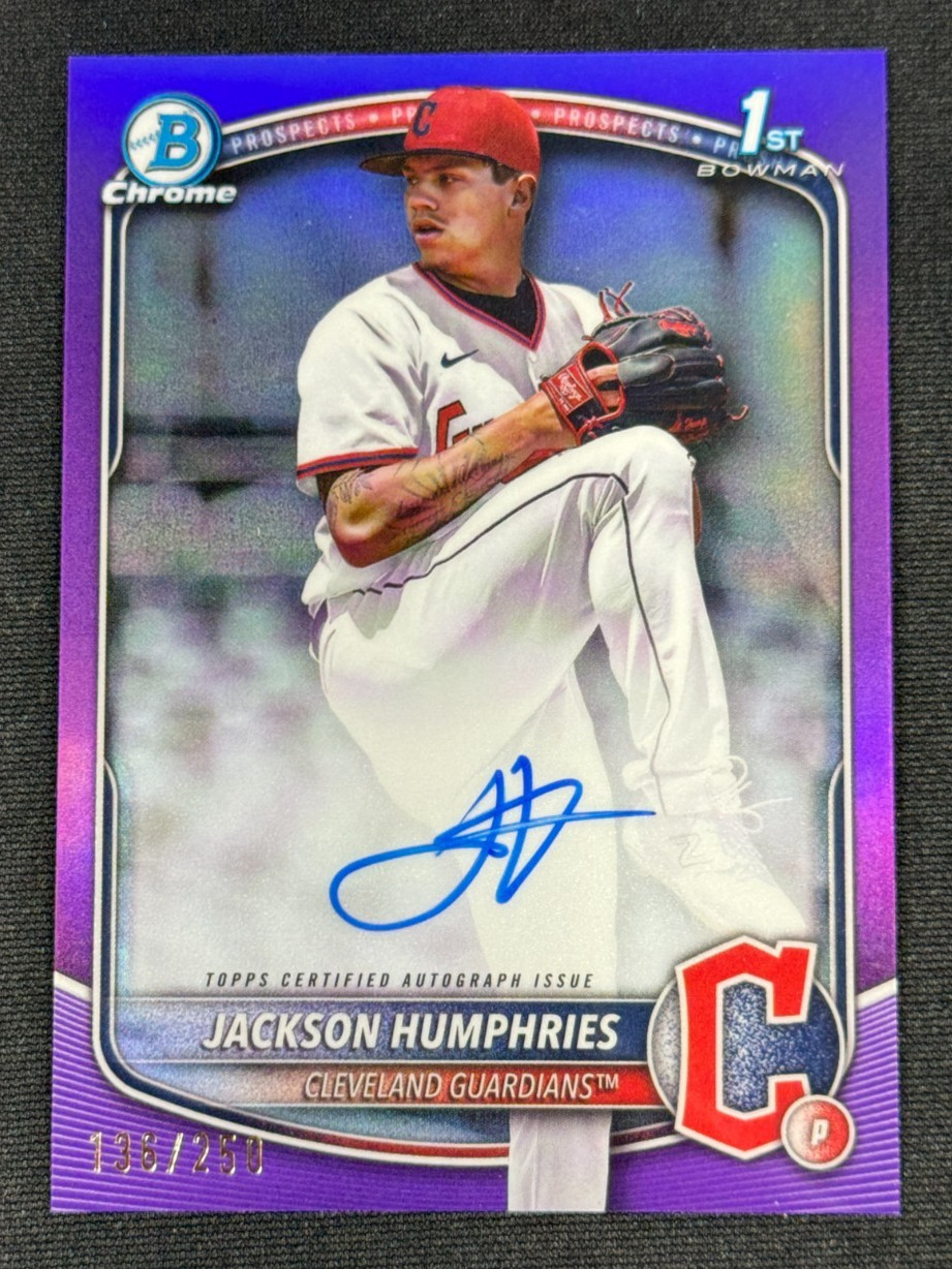 Jackson Humphries Purple /250 Auto On Card 1st 2025 Bowman Chrome Guardians