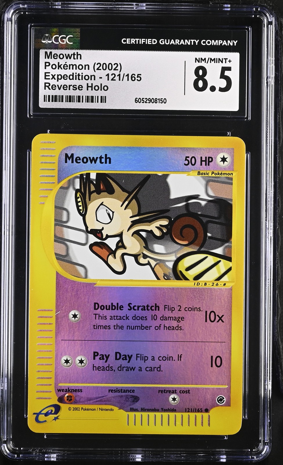 CGC 8.5 Meowth 2002 Expedition 121/165 Reverse Holo Pokemon Card psa