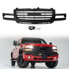 Front Bumper Grille Assembly For 2003-2007 Gmc Sierra 2500 3500 Hd Matte Black