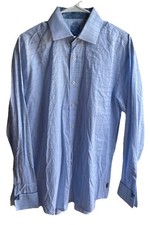 English Laundry Shirt Mens L 16 34/35 Blue Dress Shirt Button Flip Cuffs