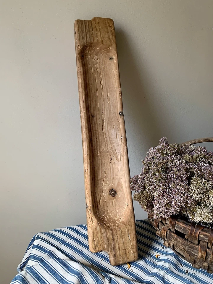 Primitive Antique Style Carved Dough Bowl With Feet Rustic Trencher Small Trough - Image 2 of 4