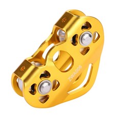 Gold 30KN Dual Pulley Zip Line Rescue Cable Trolley Outdoor Rock Climbing