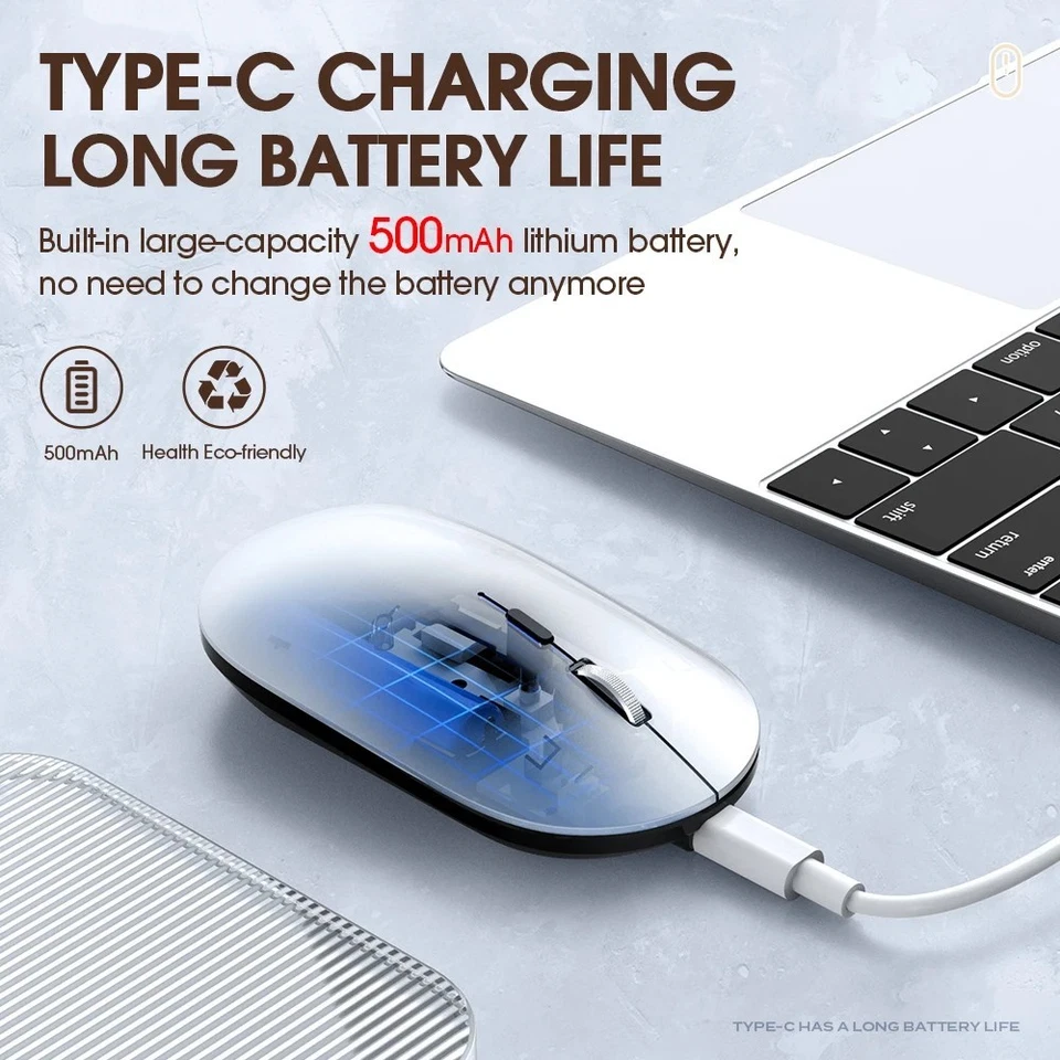 Rechargeable Silent Wireless Bluetooth Mouse for Laptop, PC, MacBook, Tablet - Image 2 of 4