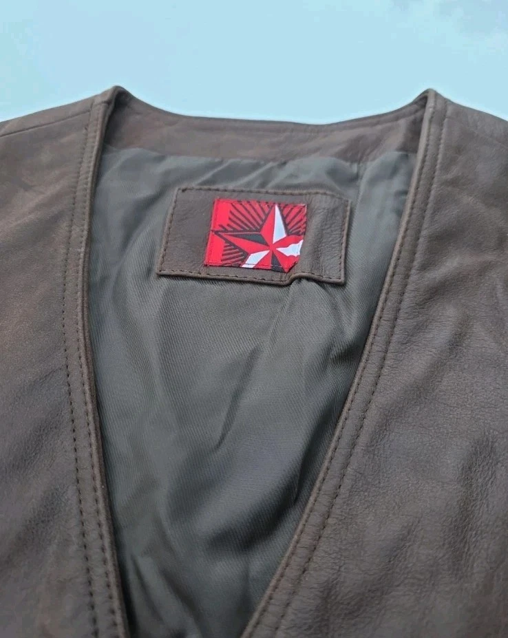 Vintage 90s Marlboro Country Store Genuine Leather Vest - Men's L Deadstock image 3