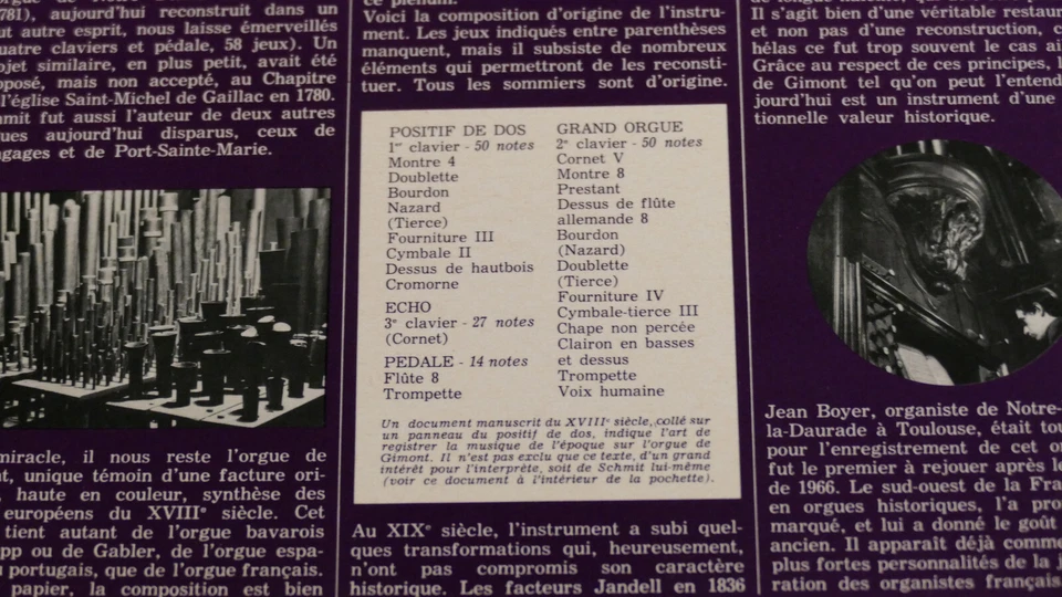 LP 33T/ ORGUE DE GIMONT CONSTRUIT EN 1772 / PIECES FRANCAISE FLAMANDE ESPAGNOLE - Photo 3/4